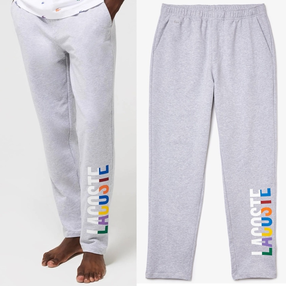 Lacoste Men's Branded Cotton Fleece Lounge Pants